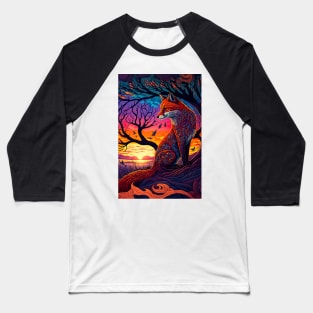 Foxy Fox at Sunset Baseball T-Shirt